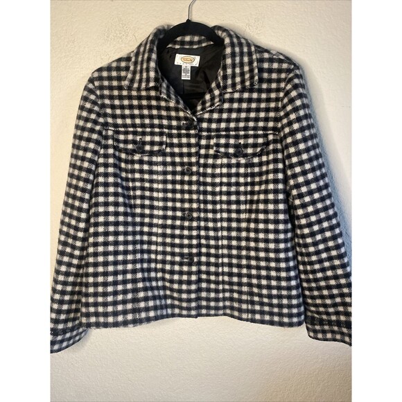 Talbots Shacket Buffalo Plaid Wool Jacket Lined EUC 12 petite preppy classic - Picture 1 of 9